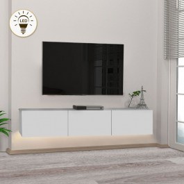 Wall TV Furniture With Led Light Damla 0228121 180x29,5x29,5cm White WHITE