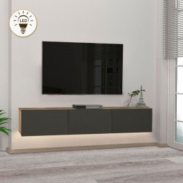 Wall TV Furniture With Led Light Damla 0228124 180x29,5x29,5cm Oak-Anthracite ANTHRACITE