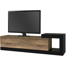 TV Furniture Wall-Mounted Volare 0276701 150x29,6x38,6cm Black-Walnut WALNUT-BLACK