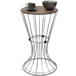 Side Table Girene 0242374 D32x58cm Silver-Walnut WALNUT-SILVER