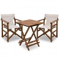 Τραπεζαρία Κήπου Queen (Σετ 3Τμχ) 0227291 60x60x75cm Walnut-Ecru