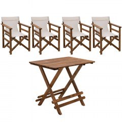 Τραπεζαρία Κήπου Queen (Σετ 5Τμχ) 0227293 80x60x75cm Walnut-Ecru