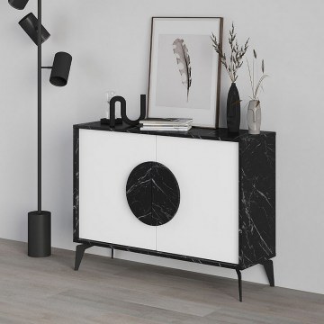 Buffet Gora 0214149 110x35,6x82cm Black Marble Effect - White