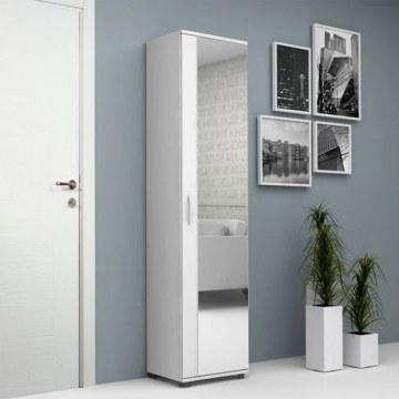 Shoe Cabinet - Closet With Mirror Visla 0229851 45x36x187cm White
