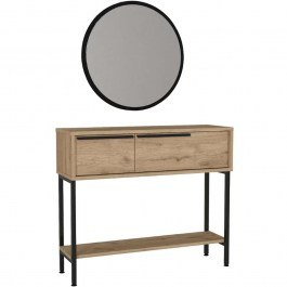 Console With Mirror Suzy 0252876 90x29,6x76cm Oak-Black OAK-BLACK