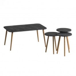 Coffee Tables Soul (Set 4Pcs) 0248442 90x55x43cm Black-Marble BLACK-MARBLE