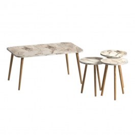 Coffee Tables Soul (Set 4Pcs) 0248453 90x55x43cm Beige-Marble BEIGE-MARBLE
