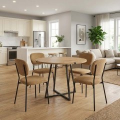 Τραπεζαρία Rubes-Kevin (Σετ 5Τμχ) 0279682 Φ100x78cm Natural-Mustard