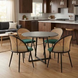 Τραπεζαρία Rubes-Jacob (Σετ 5Τμχ) 0280260 Φ100x78cm Grey-Green GREY-GREEN