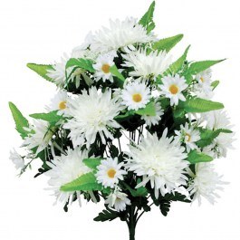 Decorative Artificial Bouquet Dahlia-Daisies 00-00-1310-1 54cm Green-Champagne Marhome GREEN-CHAMPAGNE