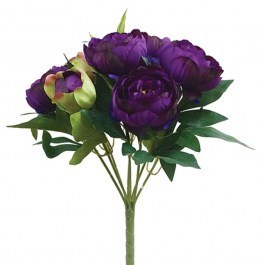 Decorative Artificial Bouquet Peony 00-00-1755-1 42cm Green-Purple Marhome PURPLE-GREEN
