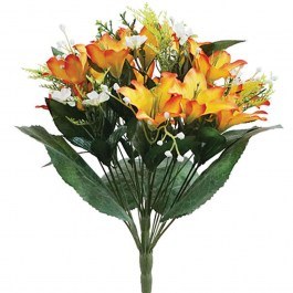 Decorative Artificial Bouquet Lily 00-00-1756-1 45cm Multi-Orange Marhome MULTI-ORANGE