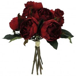 Decorative Artificial Bouquet Peony 00-00-1860-4 32cm Green-Bordo Marhome BORDO-GREEN