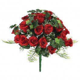 Decorative Artificial Bouquet Rose Bud 00-00-16217-3 47cm Green-Red Marhome GREEN-RED