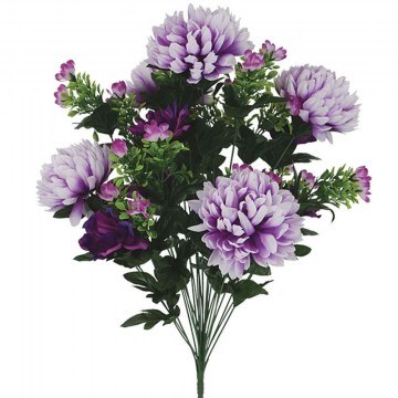 Decorative Artificial Bouquet Windflower-Chrysanthemum 00-00-27414-1 59,5cm Green-Purple Marhome