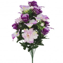 Decorative Artificial Bouquet Rose-Calla 00-00-27417-3 58cm Green-Purple Marhome PURPLE-GREEN