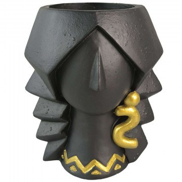 Pot Face 06-00-24562 14,5x10,5x15cm Black-Gold Marhome