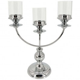 Κηροπήγιο Classic 3 Θέσεων 24-15-40057 37x15x46cm Silver Marhome SILVER