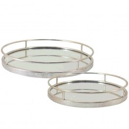 Decorative Trays With Mirror (Set 2Pcs) 15-00-94907 D39,5x6/33,5x6cm Silver-Gold Marhome GOLD-SILVER