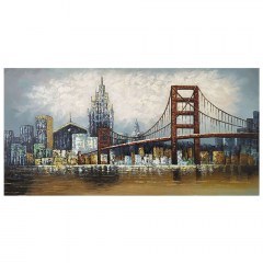 Canvas Painting Bridge Golden Gate 15-00-23563 120x60cm Multi Marhome