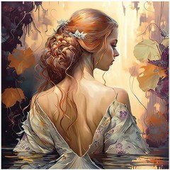 Canvas Painting Woman In A Lake 16-30029 80x80cm Multi Marhome