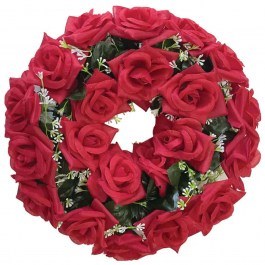Artificial Flower Wreath Roses 13-24344-2 D40cm Red Marhome RED