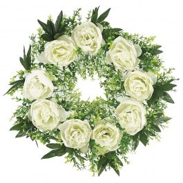 Artificial Flower Wreath Peonies 13-24336-2 D48cm Ecru Marhome ECRU