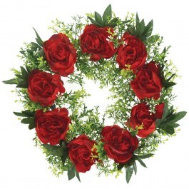 Artificial Flower Wreath Peonies 13-24336-3 D48cm Red Marhome RED