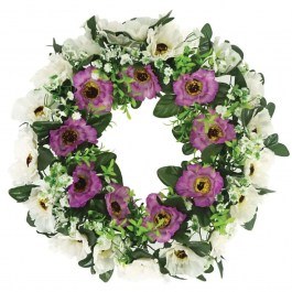 Artificial Flower Wreath Anemones 13-24331-2 D46cm Ecru-Purple Marhome ECRU-PURPLE