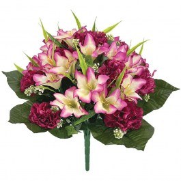 Τεχνητό Μπουκέτο Κρίνος & Γαρύφαλλο 00-16232-1 Φ43x45cm Fuchsia Marhome FUCHSIA