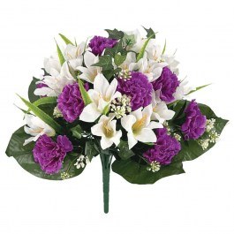 Τεχνητό Μπουκέτο Κρίνος & Γαρύφαλλο 00-16232-2 Φ43x45cm Purple-White Marhome WHITE-PURPLE