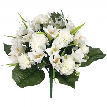 Artificial Bouquet Lily & Carnation 00-16232-4 D43x45cm White Marhome