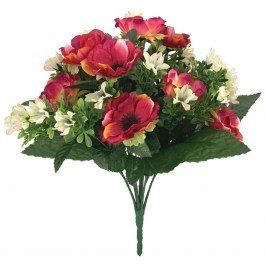 Artificial Bouquet Poppy 00-00026-2 40cm Fuchsia-Ecru Marhome ECRU-FUCHSIA