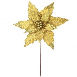 Flower - Branch Poinsettia With Glitter 99-17960 D32x30cm Gold Marhome GOLD