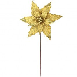 Flower - Branch Poinsettia With Glitter 99-17961 D32x50cm Gold Marhome GOLD