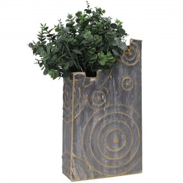Βάζο 15-90008 24,1x43,8x10,2cm Grey-Gold Marhome