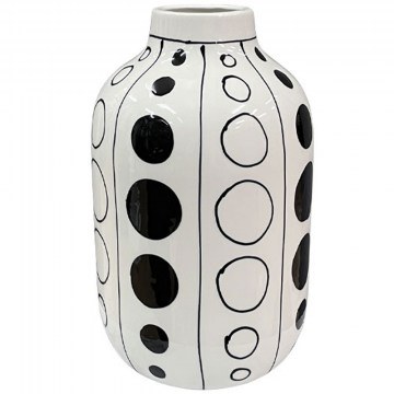 Βάζο 15-26082 Φ25x14,5cm White-Black Marhome