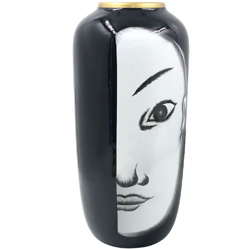 Βάζο Πρόσωπο 15-50099 Φ18x41cm Black-White Marhome