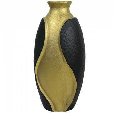 Βάζο Ανάγλυφο 15-50144 37,6cm Black-Gold Marhome
