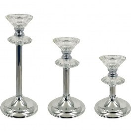 Candlesticks Rod (Set 3Pcs) 15-40107 SET3 D10x17/10x21/10x27cm Silver Marhome SILVER