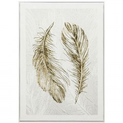 Canvas Painting Feathers 16-30143 40x2,5x60cm White-Gold Marhome