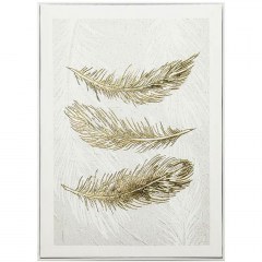 Canvas Painting Feathers 16-30144 40x2,5x60cm White-Gold Marhome