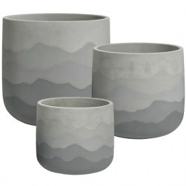 Plant Pot Ombre Mountains (Set 3Pcs) 06-20121 D29x25/25x21/20x17cm Grey Marhome GREY