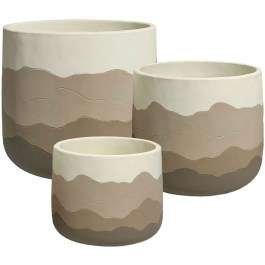 Plant Pot Ombre Mountains (Set 3Pcs) 06-20122 D29x25/25x21/20x17cm Brown Marhome BROWN