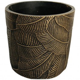 Plant Pot Embossed Leaves 06-20746 D17x14cm Gold Marhome GOLD