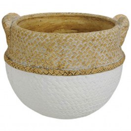 Plant Pot Basket 06-20303 16x15,5x13cm White-Beige Marhome WHITE-BEIGE