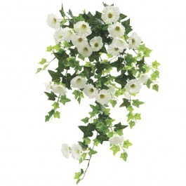 Artificial Hanging Plant Ivy With Funnels 00-99921-1 35x25x80cm White-Green Marhome WHITE-GREEN