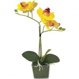 Artificial Plant In Pot Orchid 04-94378-4 30cm Yellow Marhome YELLOW