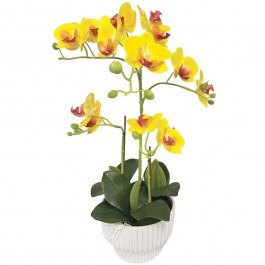 Artificial Plant In Pot Orchid 04-94379-4 45cm Yellow Marhome YELLOW