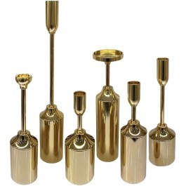 Candlesticks (Set 6Pcs) 15-26500 SET6 D5x25/6x26/6x29/6x41/7x22/7x28cm Gold Marhome GOLD